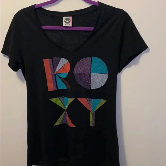 Roxy black short sleeve  women’s T-shirt sz Medium - Picture 2 of 12